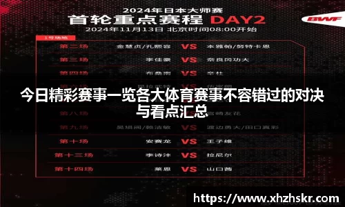 今日精彩赛事一览各大体育赛事不容错过的对决与看点汇总
