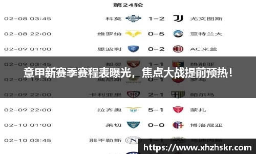 意甲新赛季赛程表曝光，焦点大战提前预热！